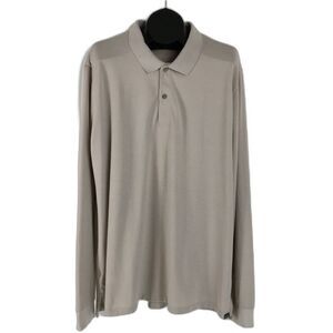 Eddie Bauer Long Sleeve Polo Shirt Mens 2XL Tall Beige Cotton Blend Outdoor Golf